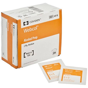 Webcol Alcohol Prep 2-PLY MEDIUM 200-pack