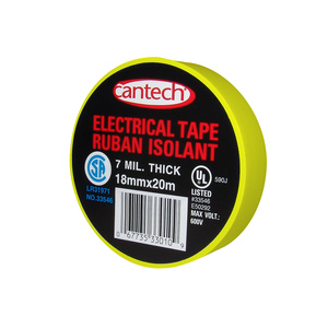 Vinyl Plastic Electrical Tape - Yellow - 3-4 x 66